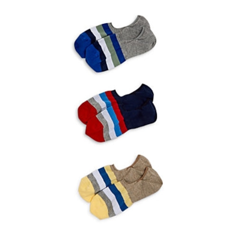 Men's Store At Bloomingdale's No Show Striped Socks 3 Pack White
