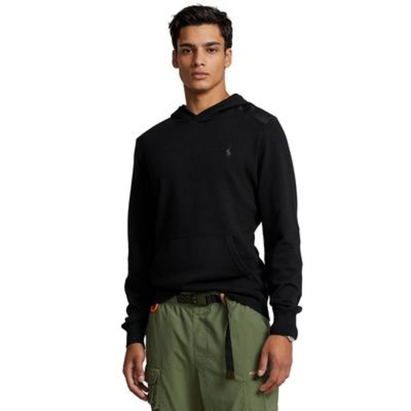 Polo Ralph Lauren Men's Hybrid Cotton Hooded Sweater  Black Xl