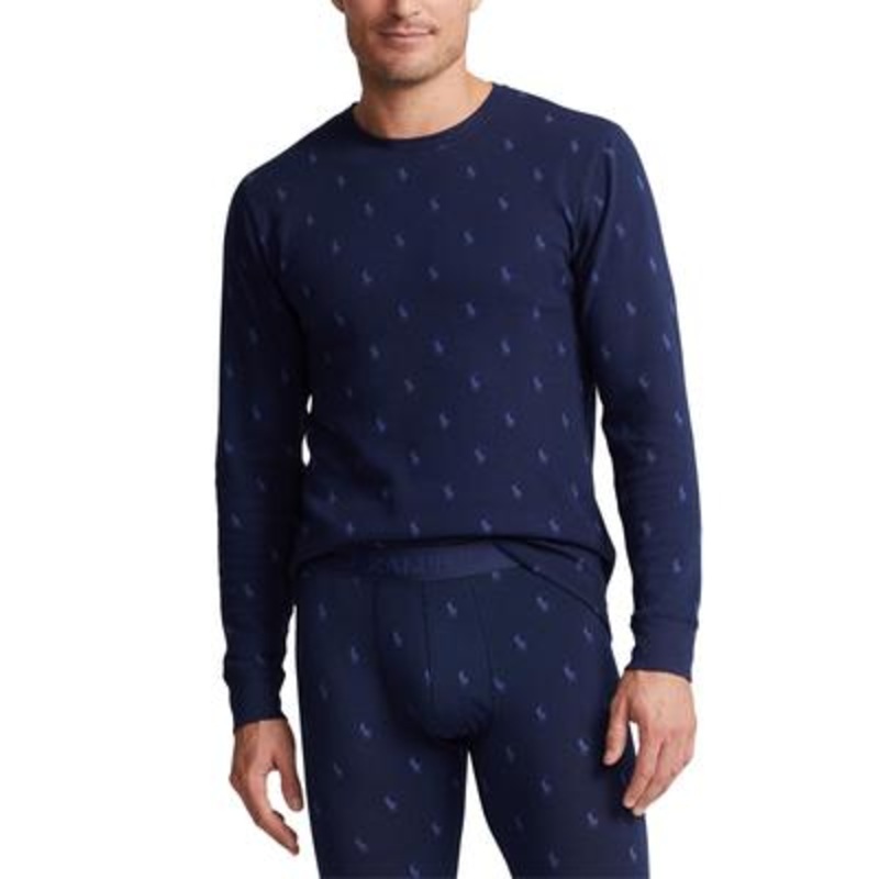 Polo Ralph Lauren Men's Navy Waffle Thermal Pajama Shirt 2XL