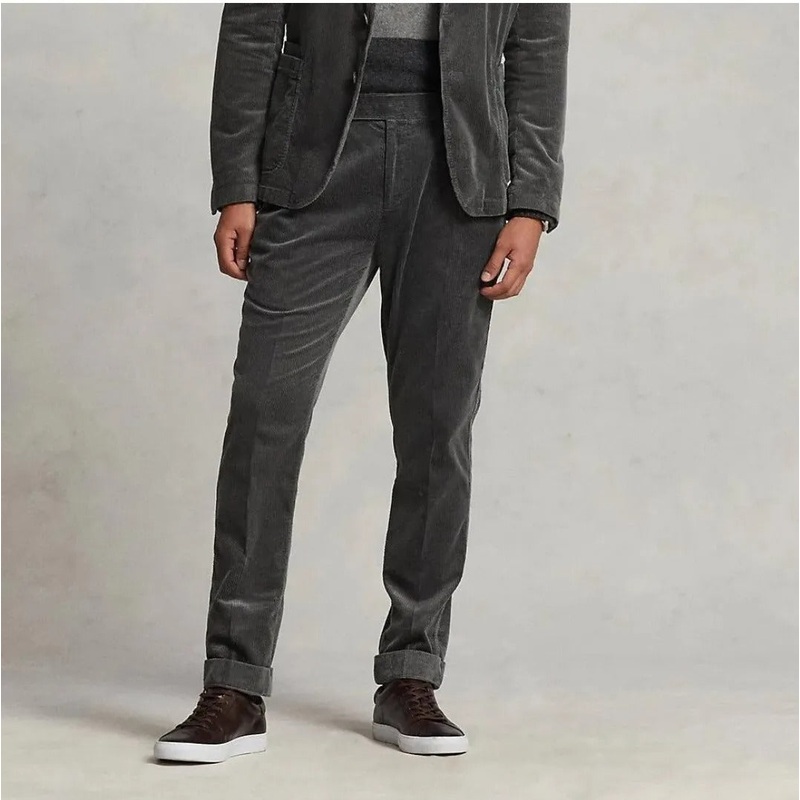 Polo Ralph Lauren Mens Corduroy Trousers Grey battleship Chino Pants 36 x 34