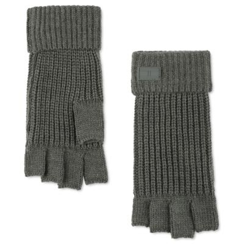 Tommy Hilfiger Men's Shaker Ribbed Fingerless Gloves  Charcoal Osfa Reg