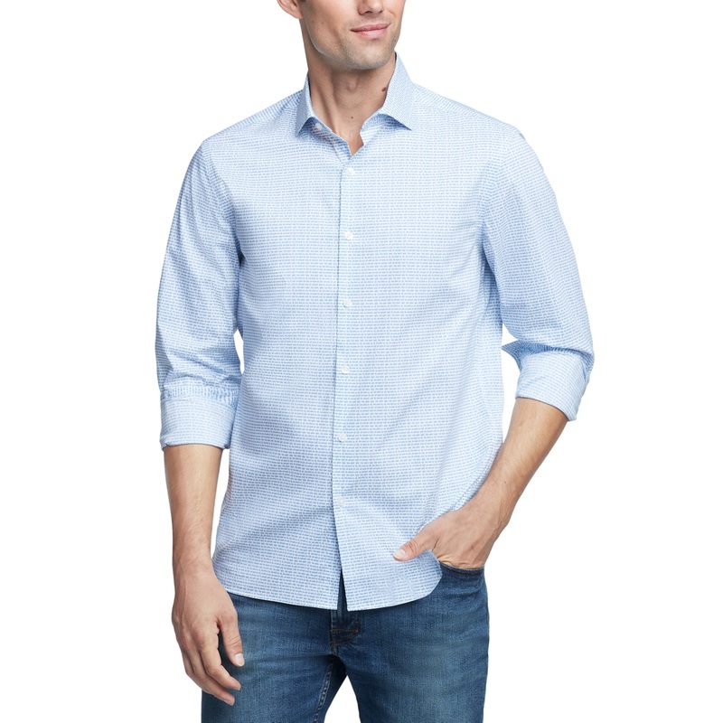 Van Heusen Men's Slimfit Nevertuck Dress Shirt Blue 15 15.5