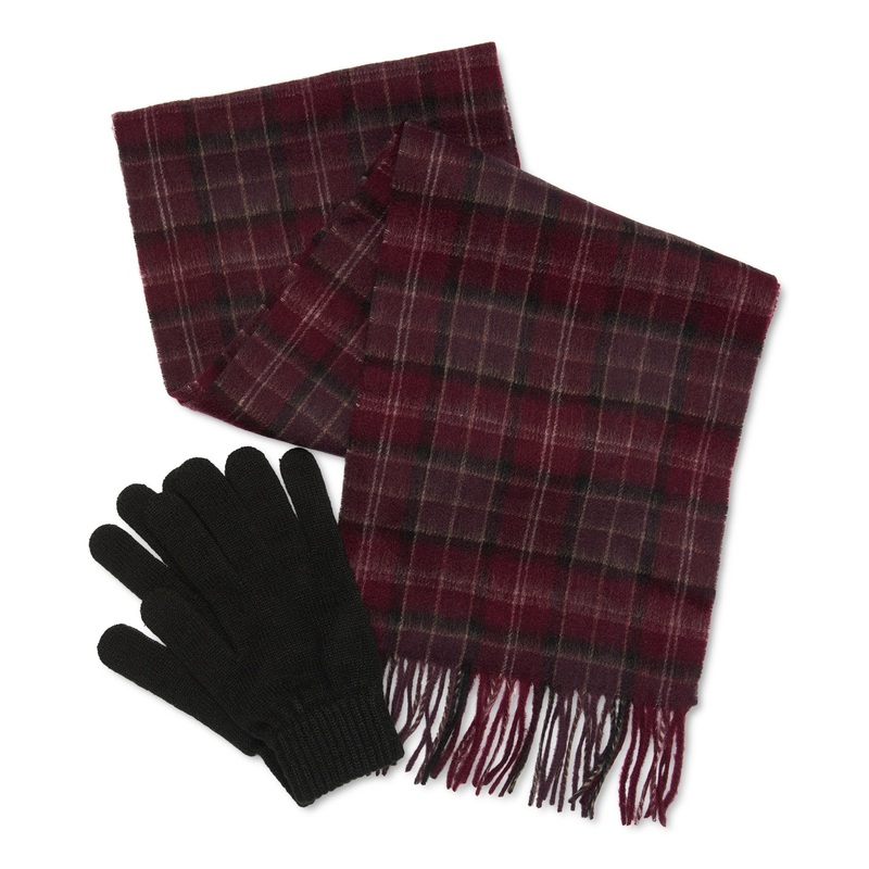 Barbour Red Tartan Hat And Scarf Set  One Size