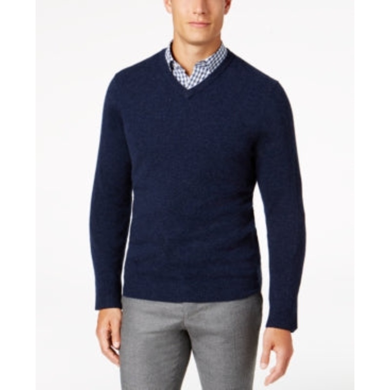 Club Room Men's Vneck Cashmere Sweater Navy Heather Xxl