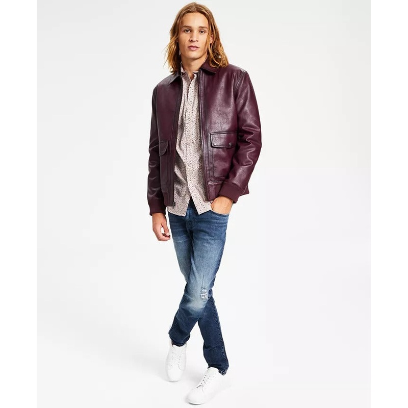 I.N.C. INTERNATIONAL CONCEPTS Men's Burnished Faux-Leather Jacket Small Port