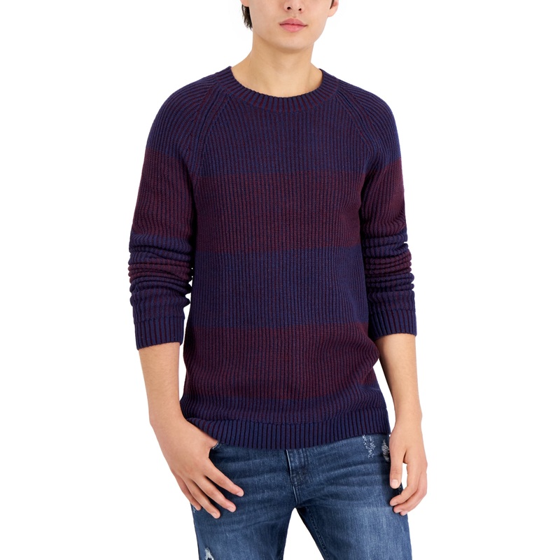 International Concepts Men's Plaited Crewneck Sweater  Basic Navy  Size Large