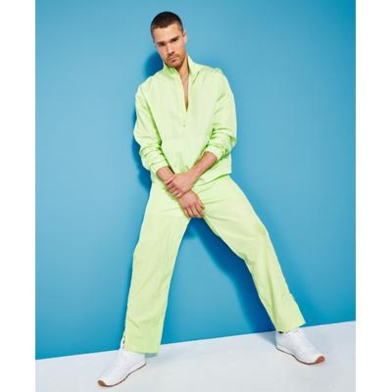 Royalty by Maluma Men's Relaxed-Fit Solid Half Zip Jacket Mojito Yellow Medium
