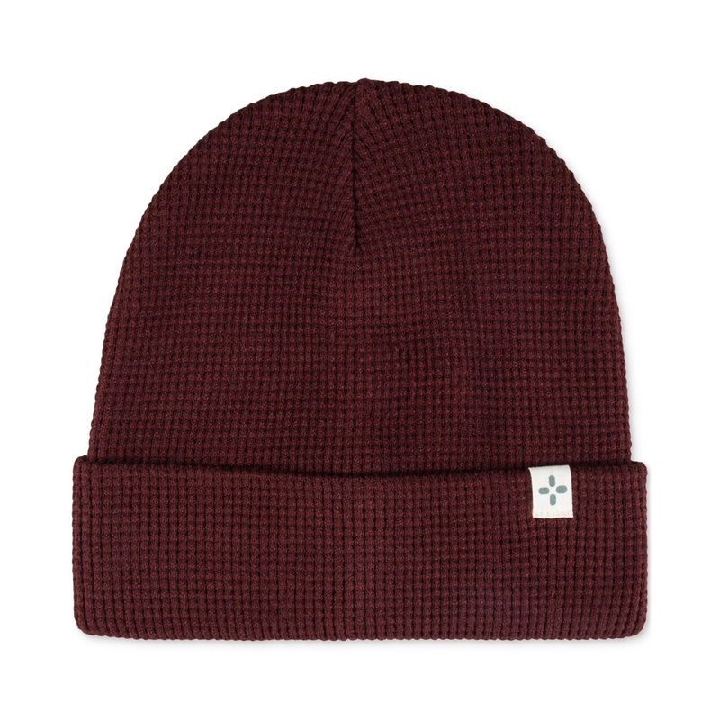 Sun + Stone Men's Waffle Knit Beanie  Burgundy  Hat Dark Red OSFA