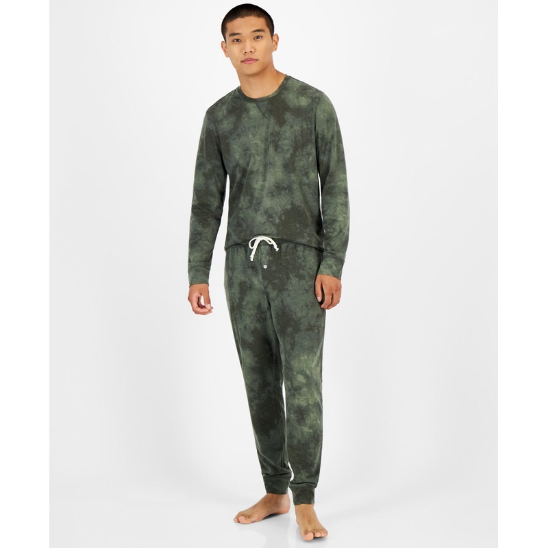 Sun + Stone Tiedyed Long sleeve Pajama T shirt Green Medium