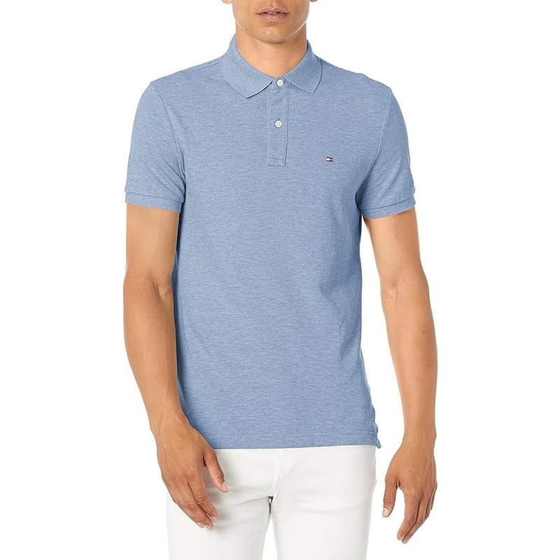 Tommy Hilfiger Men's Custom fit Ivy Polo Shirt Chambray Blue XL