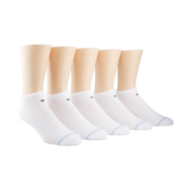 Tommy Hilfiger Men's Flat Knit No Show Liner 5 Pack White