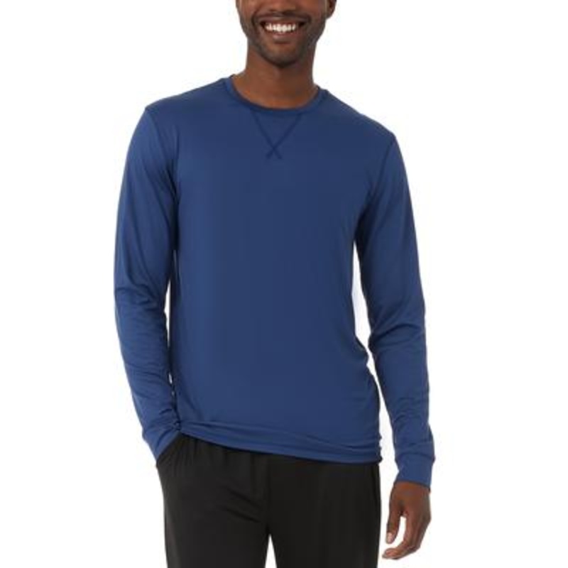 32 Degrees Men's Crewneck Long Sleeve Pajama Shirt Space Dark Blue LARGE