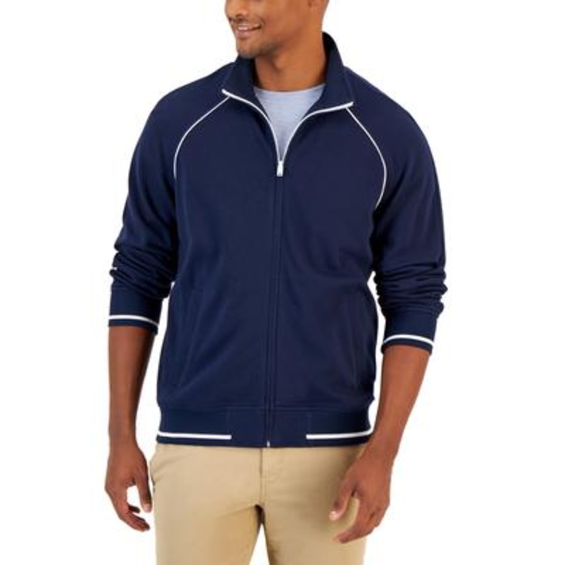 Club Room Men's Raglan Track Jacket Navy Blue Xxl