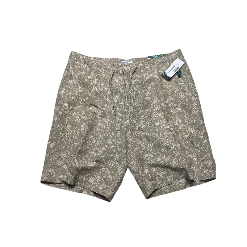 Cubavera Mens Regular fit Chinos Linen Drawstring Shorts Large Beige Solid