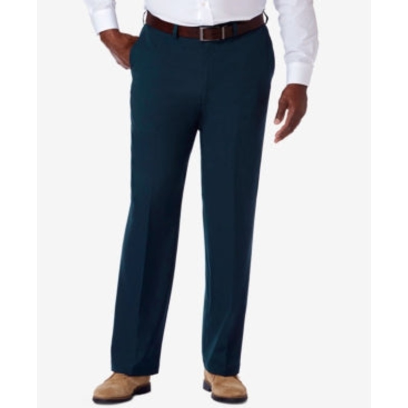 Haggar Men Classic fit Dress Pants 44 / 29 Blue Solid Stretch