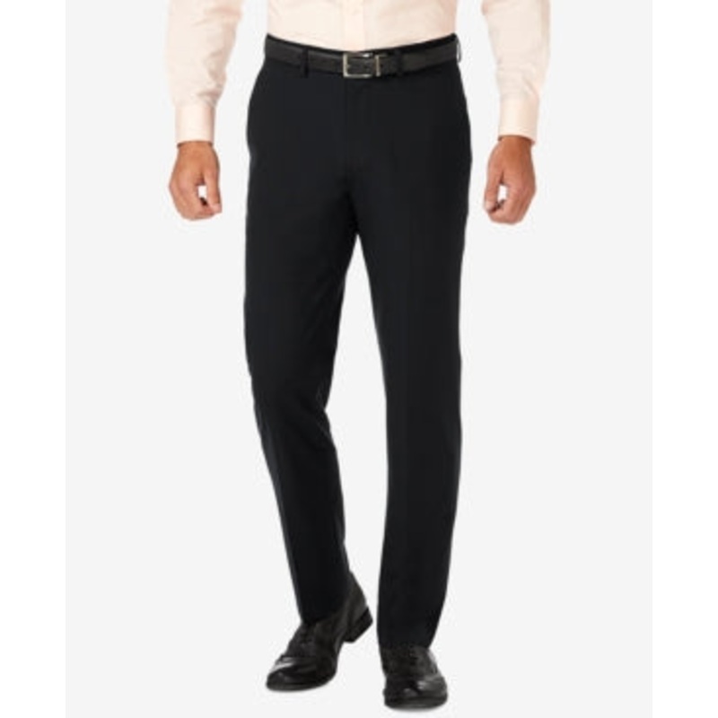 Haggar Men Slim fit Dress Pants 32 / 34 Black Solid Stretch