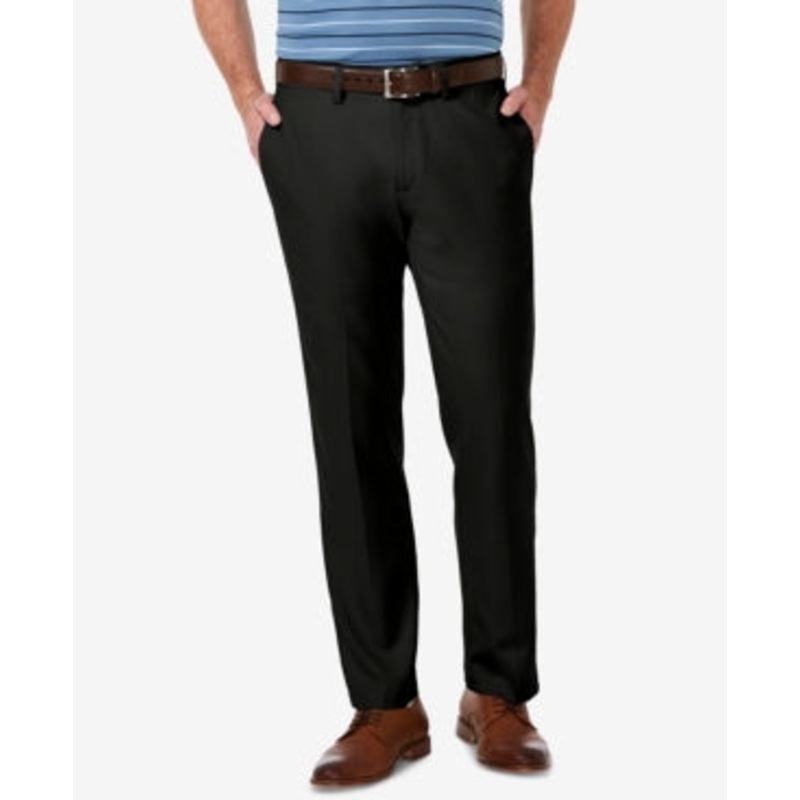 Haggar Men Straight fit Dress Pants 32 / 34 Black Solid