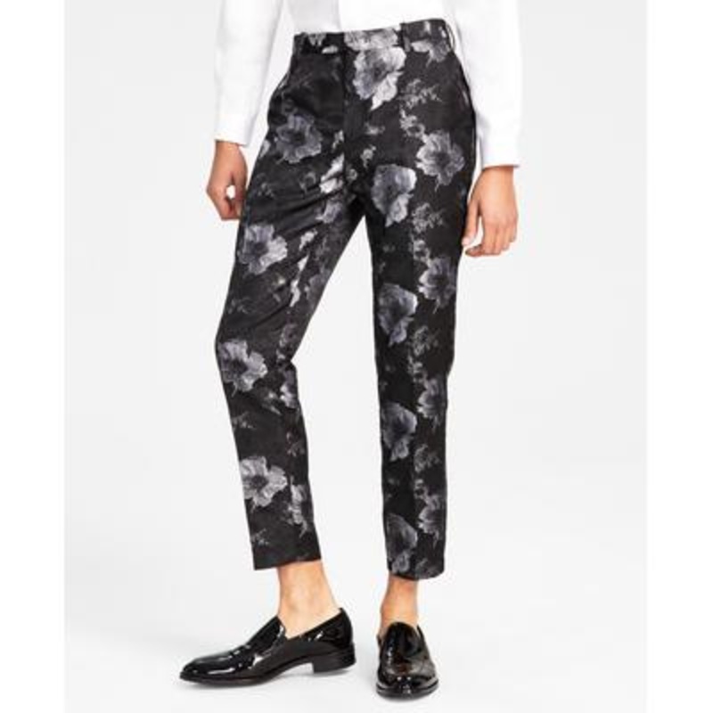 International Concepts Men's Slim Fit Floral Dress Pants Black 33 Reg
