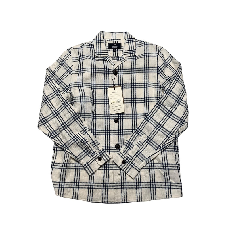 Matinque Mens Button Up Shirt Jacket Coat Small White Check