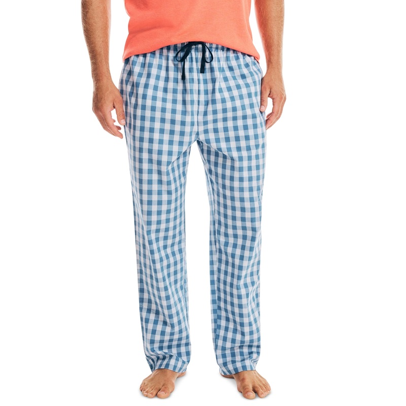 Nautica Men's Check Poplin Pajama Pants  Blue XL