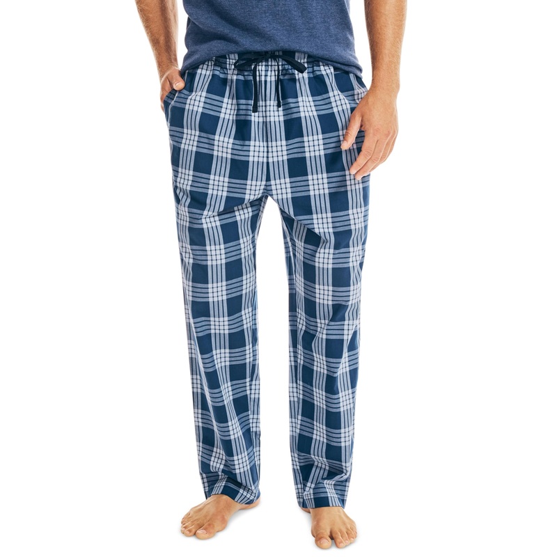 Nautica Men's Check Poplin Pajama Pants Nautica Blue Large