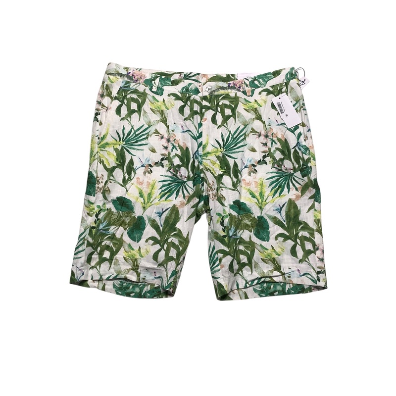 Paisley & Gray Mens Slim fit Linen Chinos Shorts 34 Green Floral