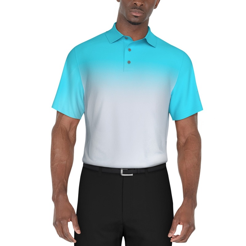 Pga Tour Men  fit Short Sleeve Polo Shirt Medium Blue Stretch