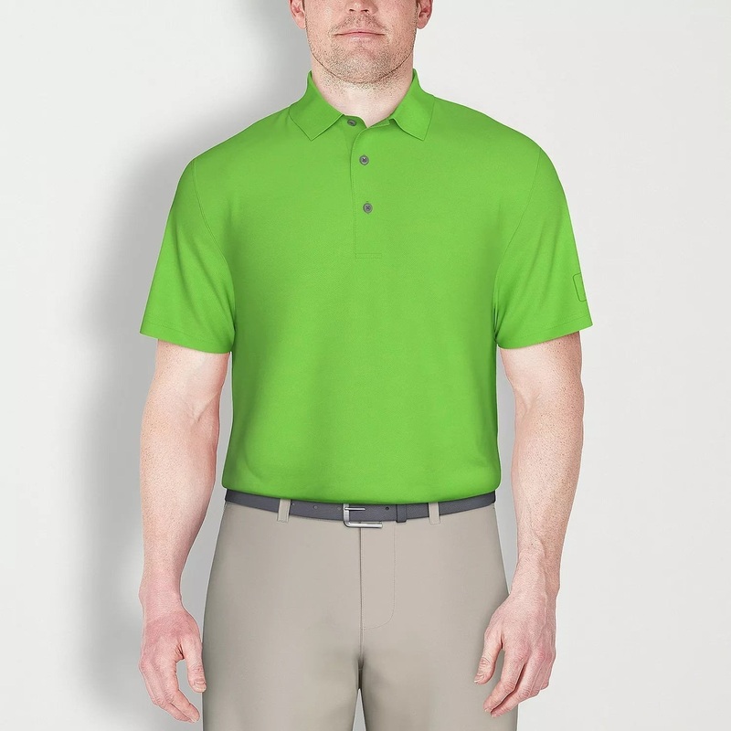 PGA Tour Men Regular fit Short Sleeve Polo Shirt Large Green Solid