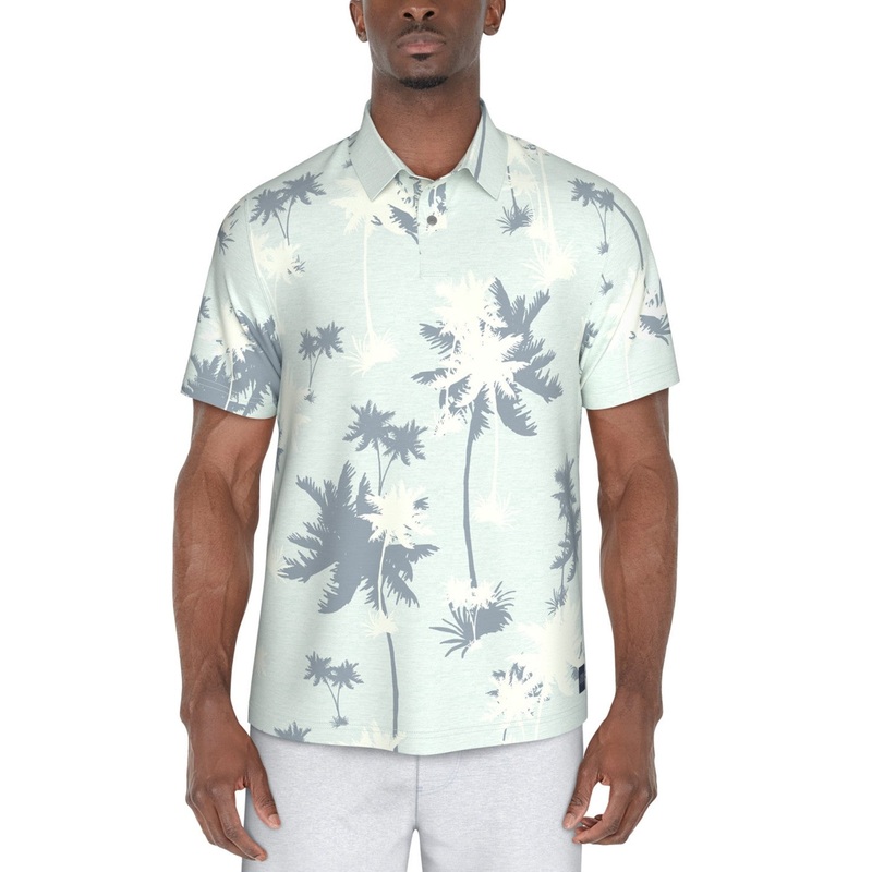 Pga Tour Men Regular fit Short Sleeve Polo Shirt Small White Floral