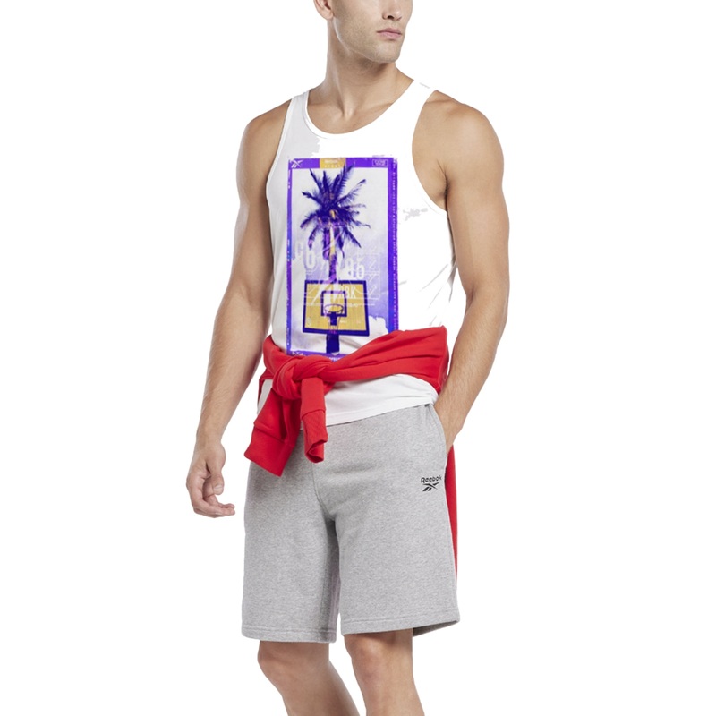 Reebok Men Regular fit Sleeveless Tank Top Shirt Small White