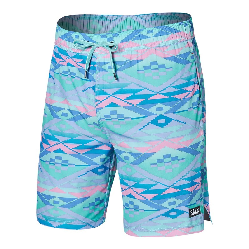 saxx Mens  fit Swim Trunks Swimwear XXL / 7 Blue Geometric