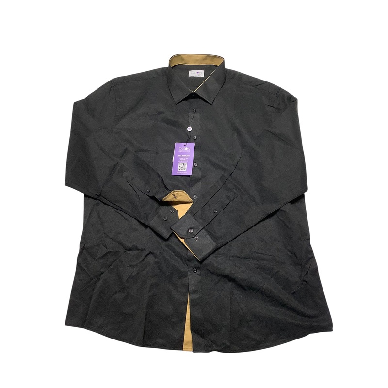 Tayion Collection Mens Regular fit Button-Up Shirt XXL 18-18.5 36-37 Black Solid