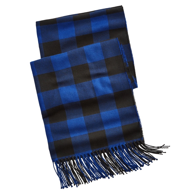 Club Room Buffalo Check Scarf Dark Blue Osfa Reg
