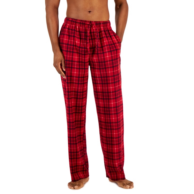 Club Room Men's Cozy Fleece Pajama Pants  Red Navy XL