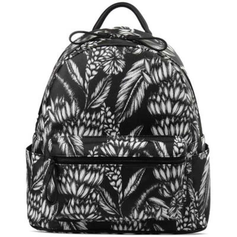 Mens Faux Leather Floral Backpack Inc Black