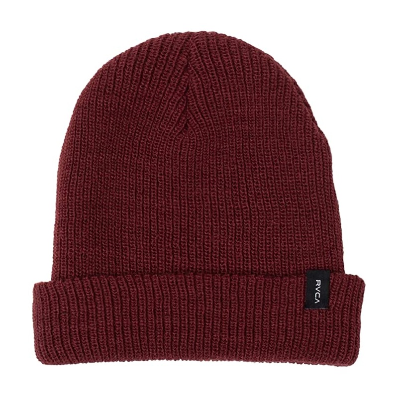Rvca Men's Dayshift Beanie Hat Dark Red Osfa Reg
