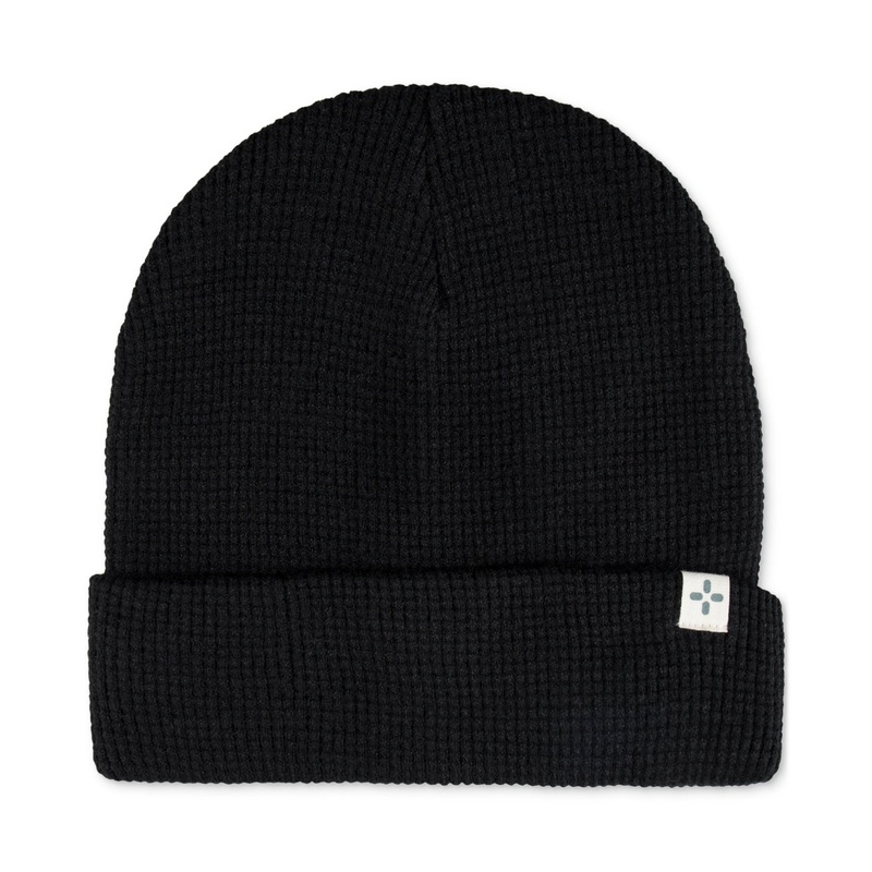 Sun + Stone Men's Black Waffle Knit Beanie