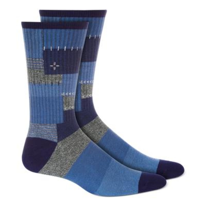 Sun + Stone Men's Patchwork Crew Socks Dark Blue One SizeReg