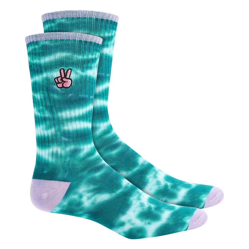 Sun + Stone Men's Peace Tie Dye Crew Socks Green One Size