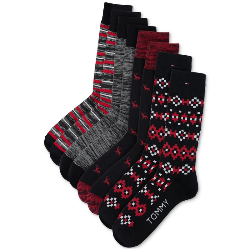 Tommy Hilfiger Men's 4Pk. Holiday Crew Socks Black Osfa Reg