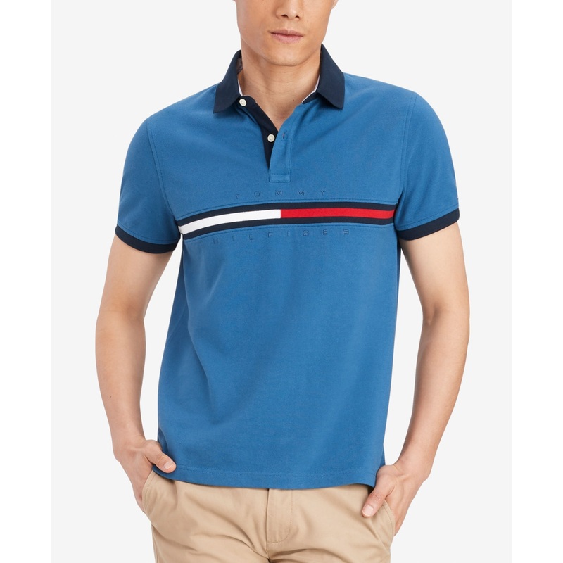 Tommy Hilfiger Men's Custom fit Tanner Logo Polo Shirt Navy Xl