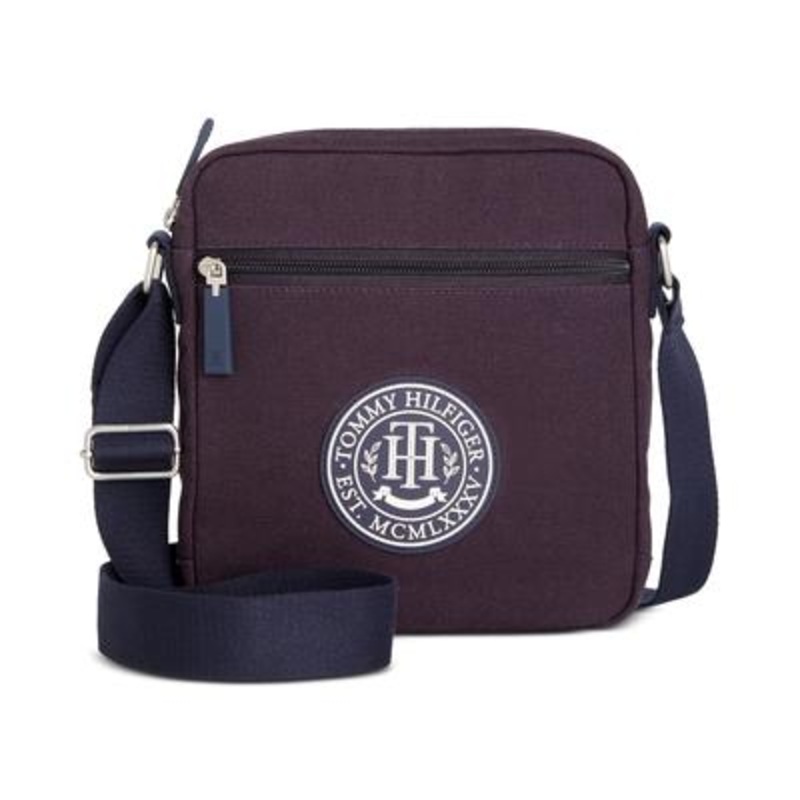 Tommy Hilfiger Men's Sean Canvas Logo Reporter Bag  Tommy Navy