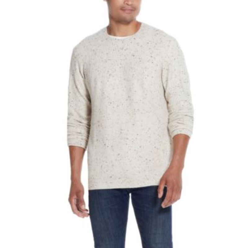 Vintage Weatherproof Beige 2XL Men's Waffle Flecked Crewneck Sweater