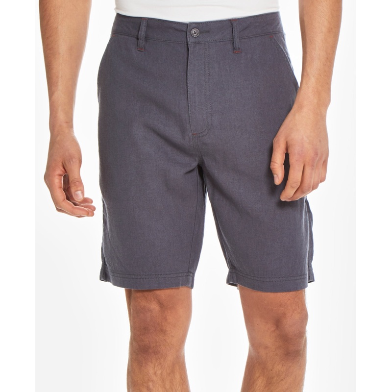 Weatherproof Vintage Men's Linen Gray Shorts  9" Inseam Flat Front 40 Reg