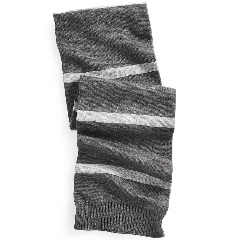 Alfani Men's Grey Stripe Knit Scarf Osfa Reg