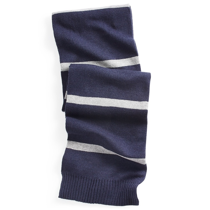 Alfani Men's Horizontal Stripe Knit Scarf  Navy Blue Grey