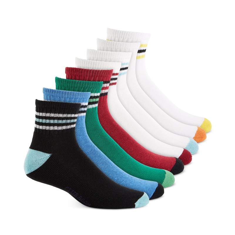 Club Room Men's 8 Pack White Stripe Quarter Socks  Osfa Reg