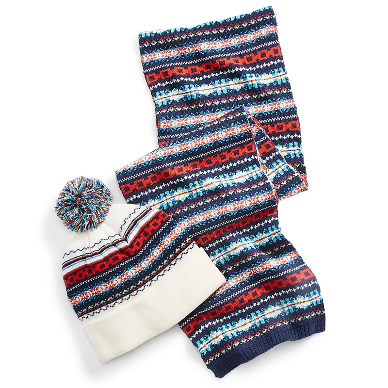 Club Room Men's Plaid Scarf & Beanie Set Navy Osfa