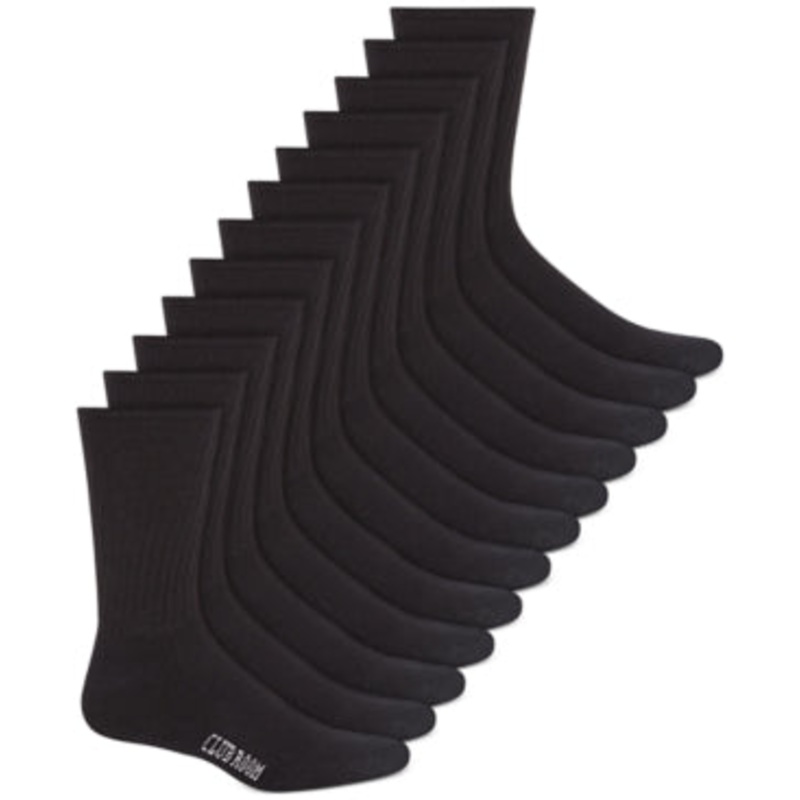 Club Room Men's Solid Crew Socks 12 Pack Black Osfa Reg