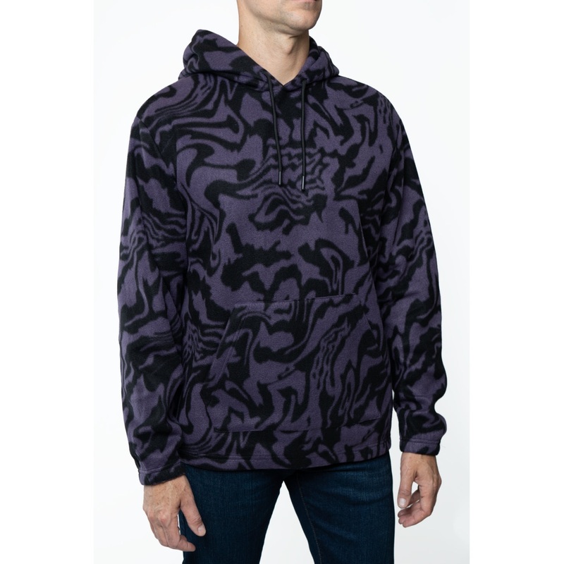 Men's Purple Swirl Lazer Polar Fleece Hoodie Size Large